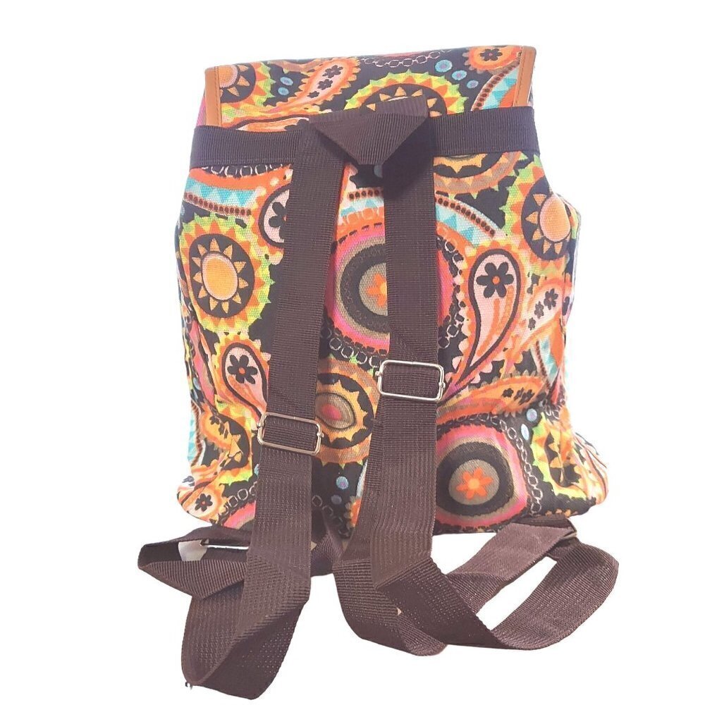 Multicolor Boho Paisley Print Drawstring Backpack - Picture 2 of 9